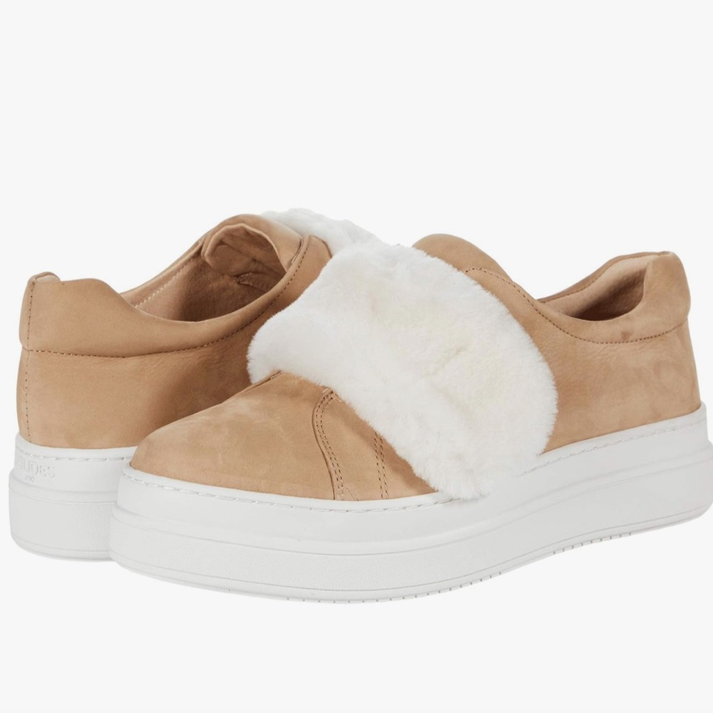 Anthropologie J/Slides Nobel Cozy Sneaker LEATHER WOOL Sz 9 light grey chic NWT
